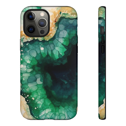 Green Geode in Watercolor - Impact Resistant Phone Case iPhone 12 Pro Max Matte